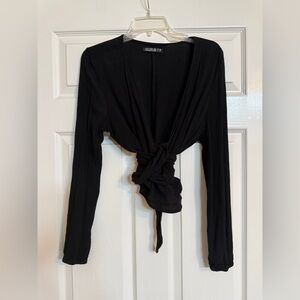 COTTON ON Black Wrap Top Blouse size M